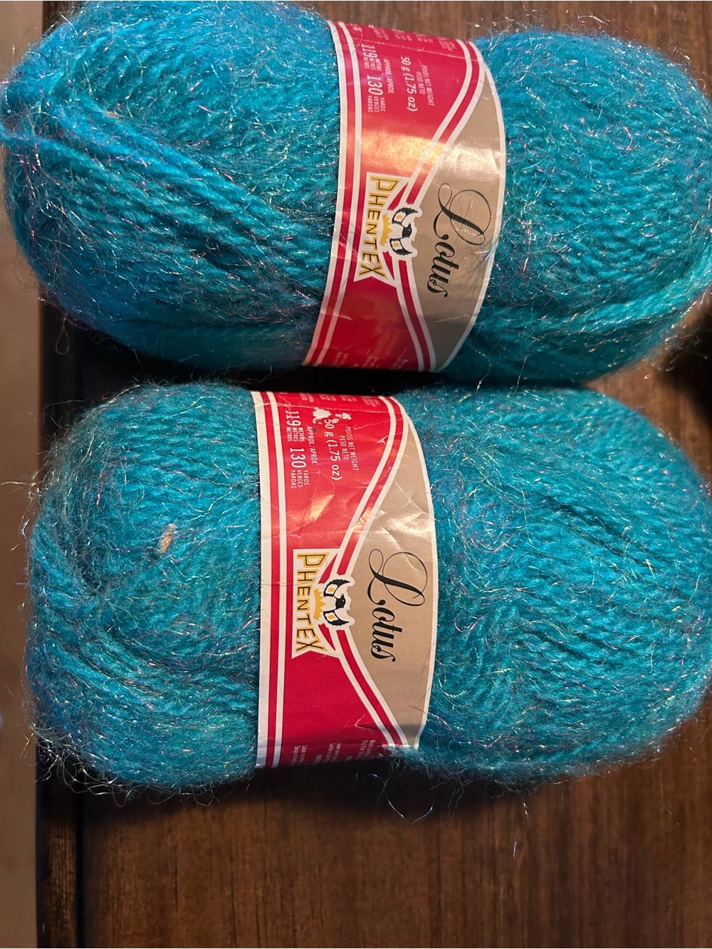 Wool blend Vintage Teal Decorative Yarn - 2 Skeins